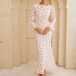 Podur Pink & Cream Ditsy Floral Maxi Dress